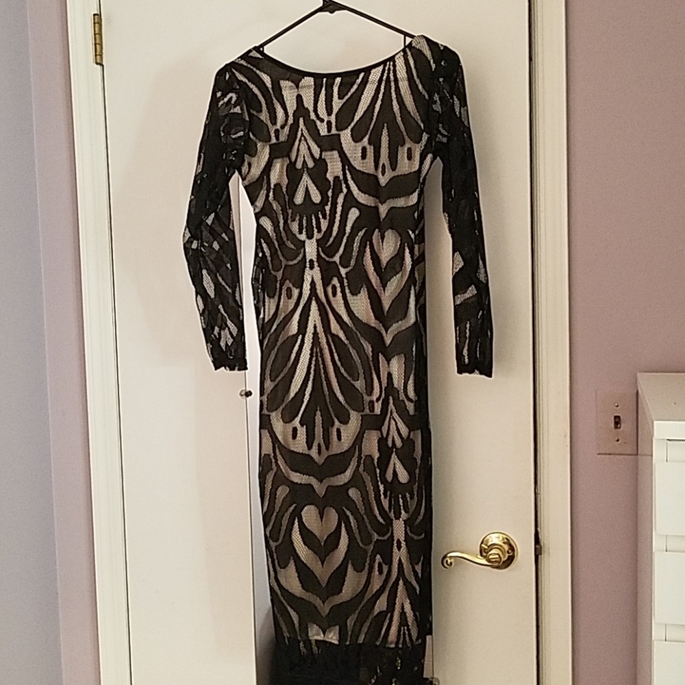 Nude and black lace dress